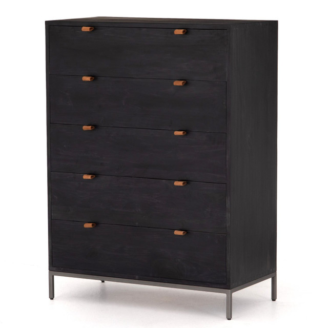 Trey Black Poplar 5 Drawer Tall Dresser 36" Zin Home