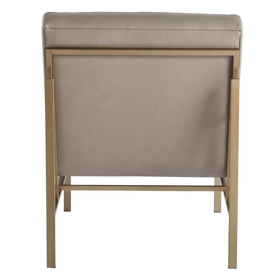 Hollywood Gray Leather Accent Chair,Gold Legs Zin Home