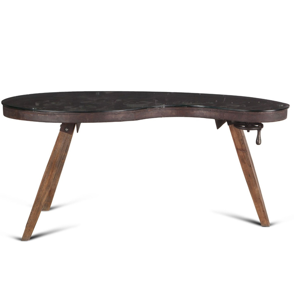 Steampunk Industrial Crank Desk With Glass Top 67" Zin Home