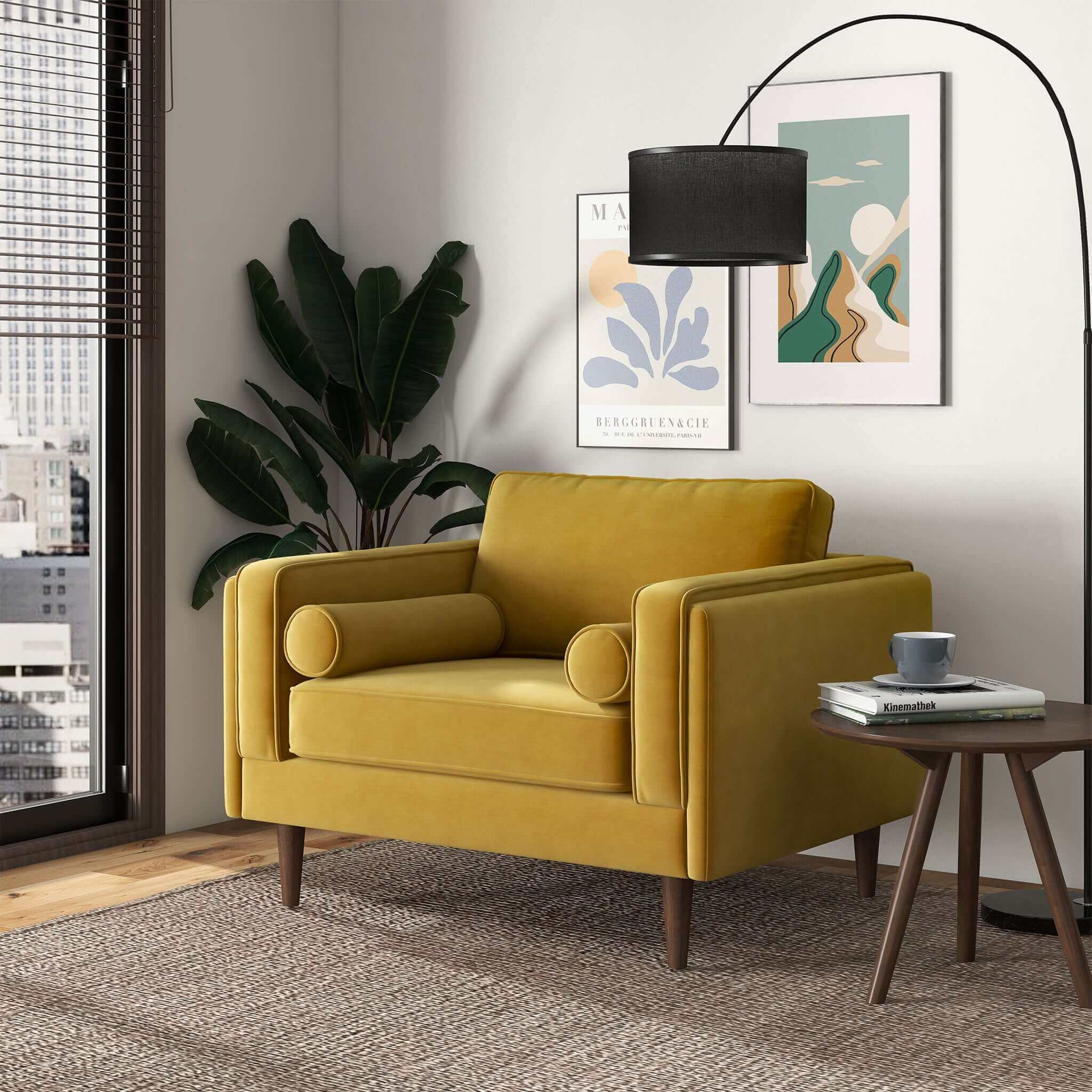 Ant Chair ライムイエロー Accent Swivel Barrel Chair, 25.6