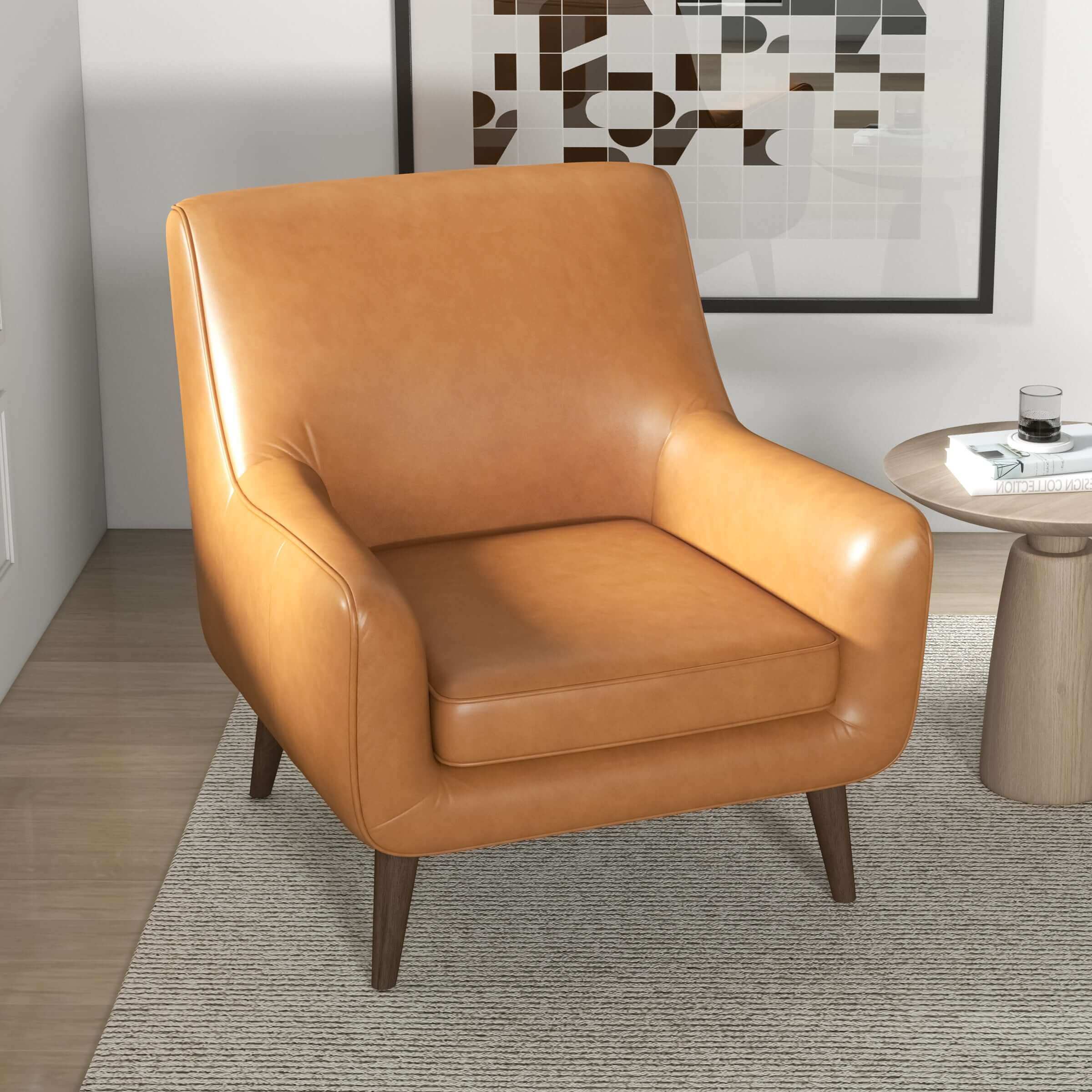 Tan leather accent chair discount