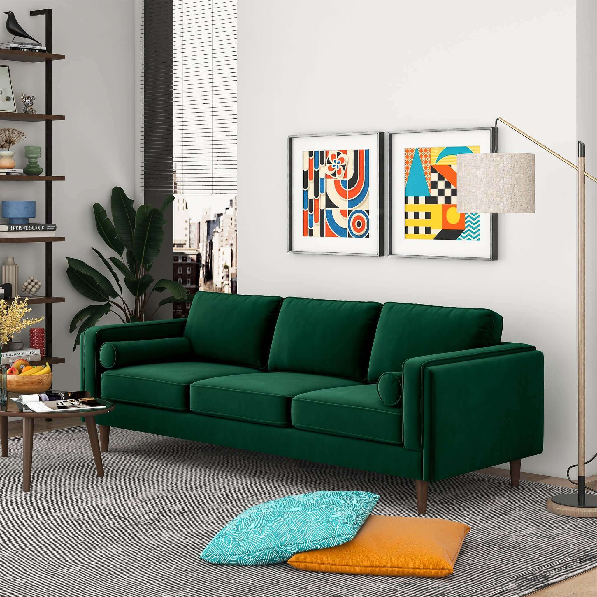 Amber Mid Century Modern Dark Green Luxury Modern Velvet