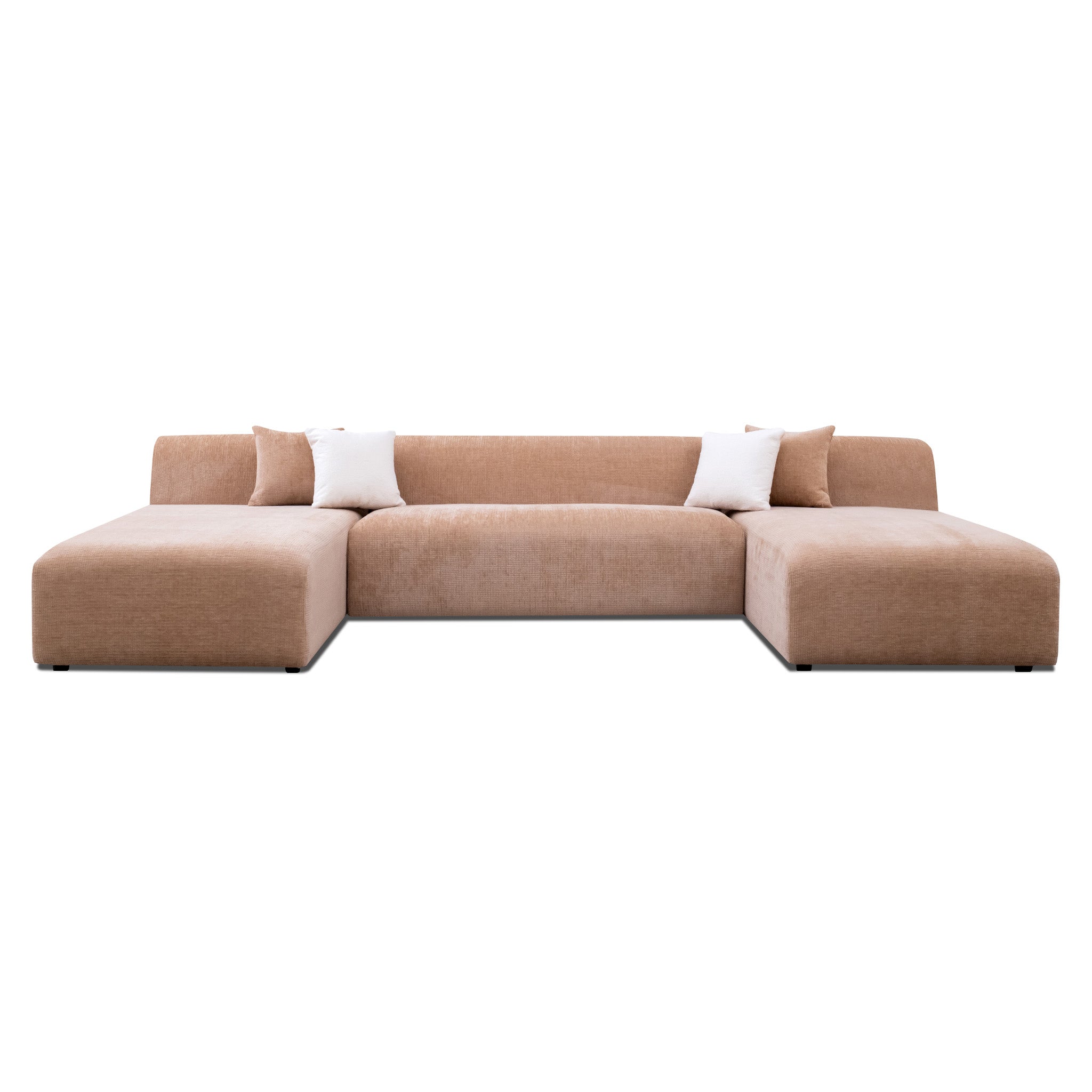 Audrey Peach Chenille U Shape Corner Sofa| Zin Home