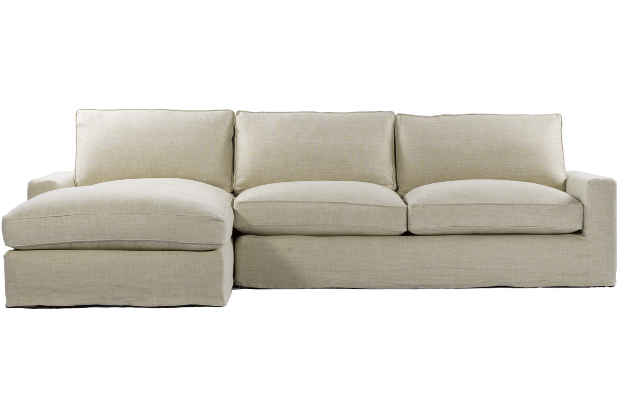 Casual Beige Belgian Linen Upholstered Deep Sectional Sofa Zin Home