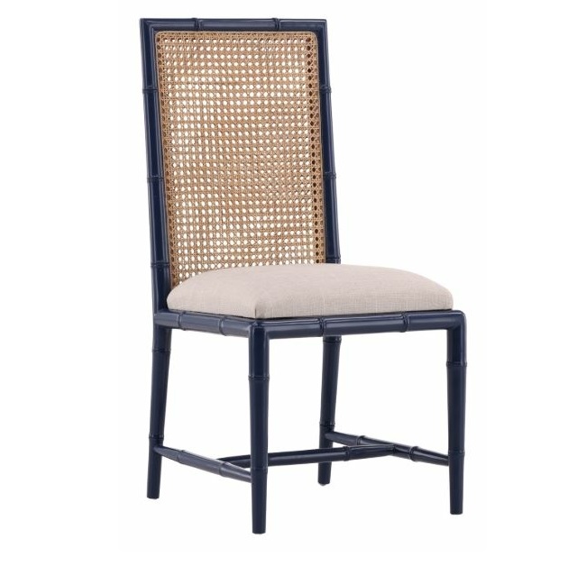 Coastal Modern Woven Cane Back Side Chair - Blue | Zin Home