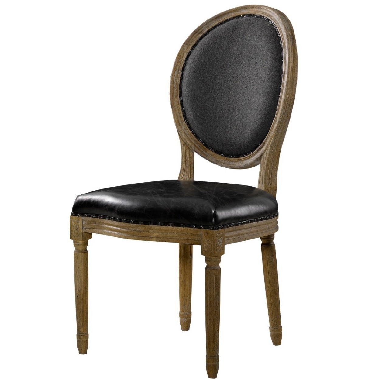 Louis Dining Side Chair In Black Leather Zin Home