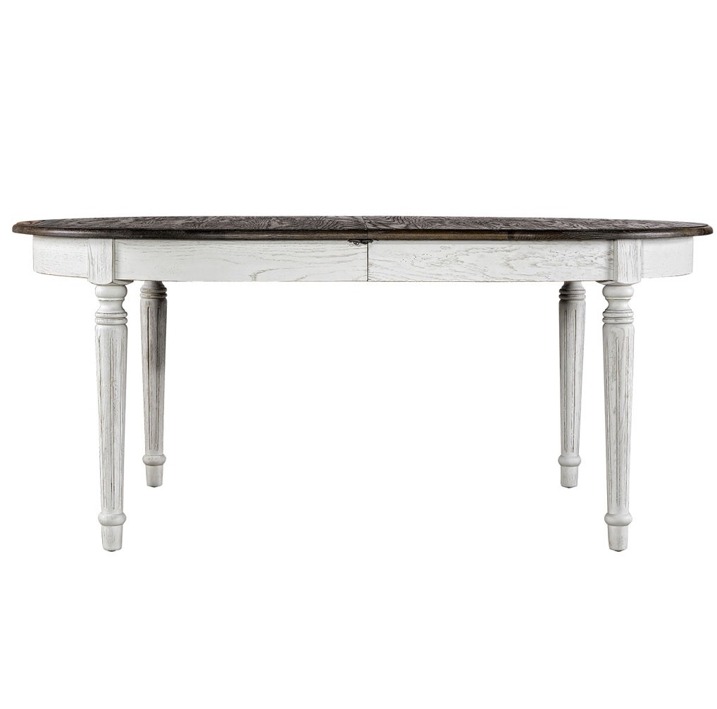 French Antique White Oval Extendable Dining Table Zin Home