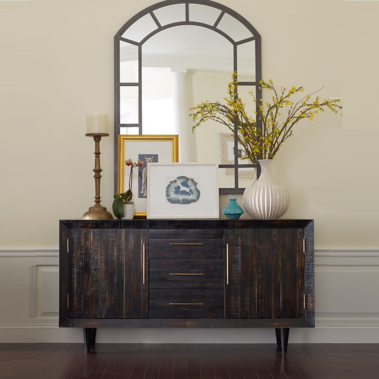 Suki Black Reclaimed Wood Tv Stand Media Console Zin Home