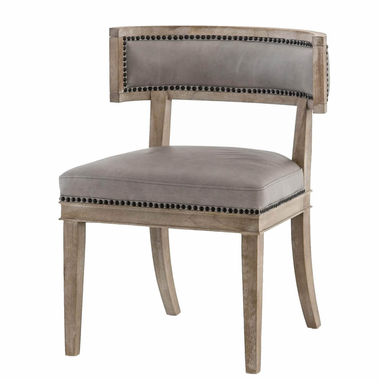 Carter Curved Grey Leather Dining Chair Zin Home