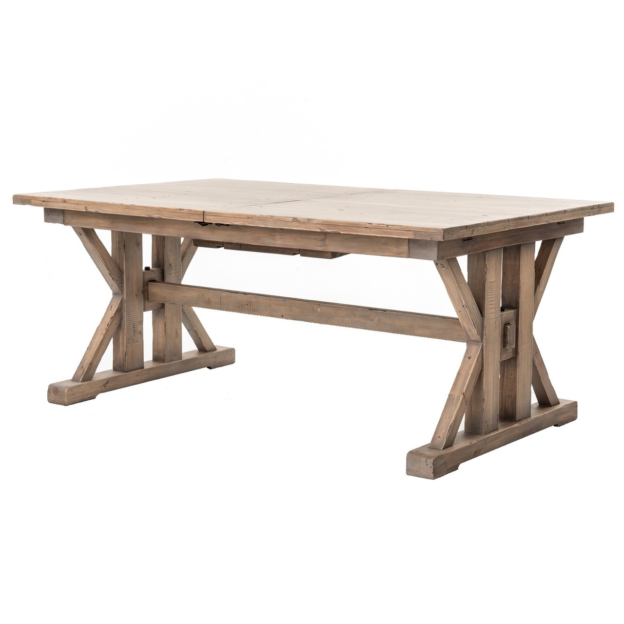 Coastal Natural Wood Trestle Extension Dining Table 96 Zin Home