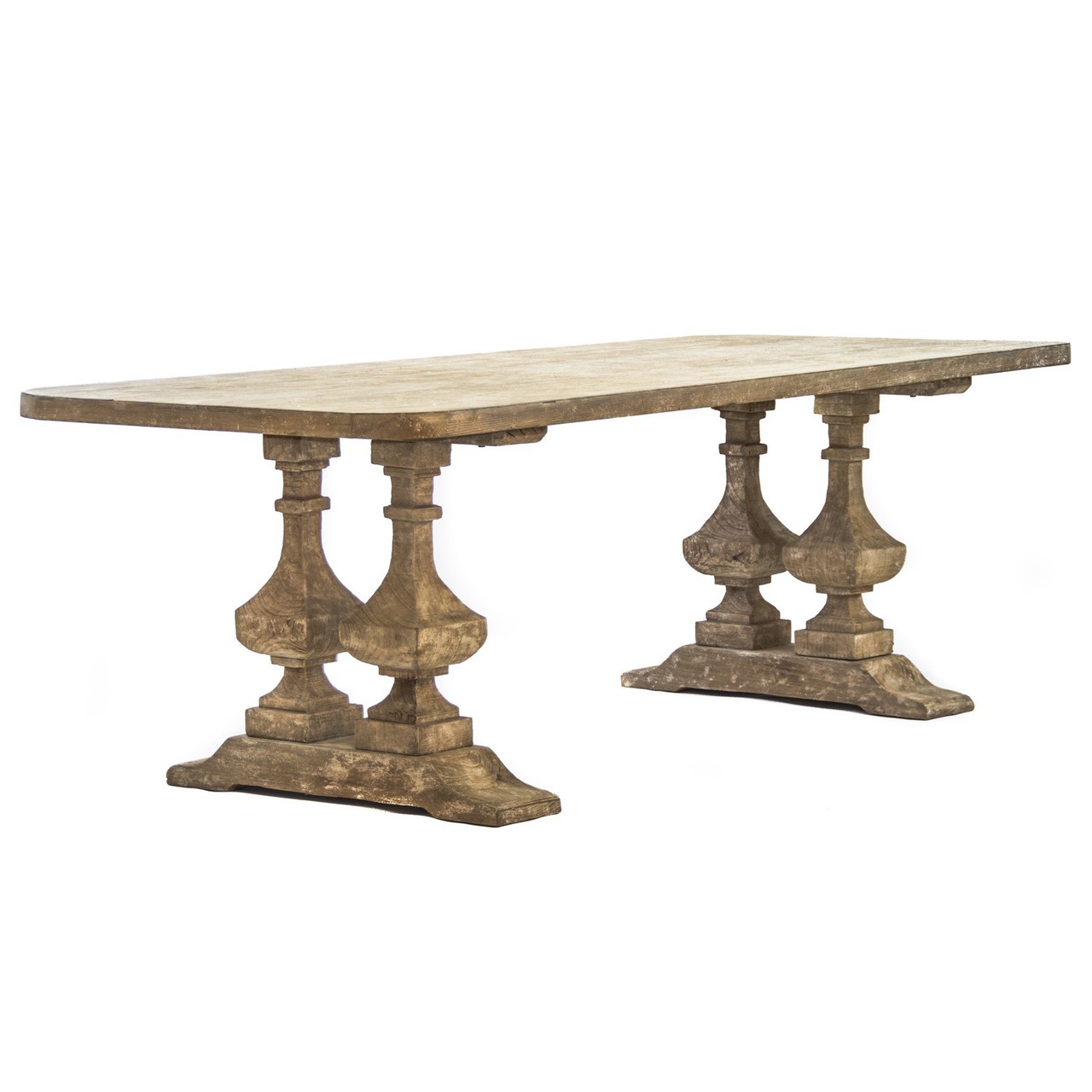 Malena Natural Wood Double Trestle Dining Table Zin Home