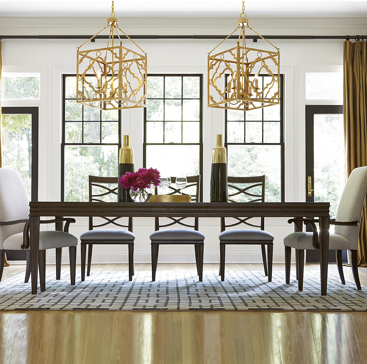 Extra Large Dining Table | Gold Accented Extending Dining Table