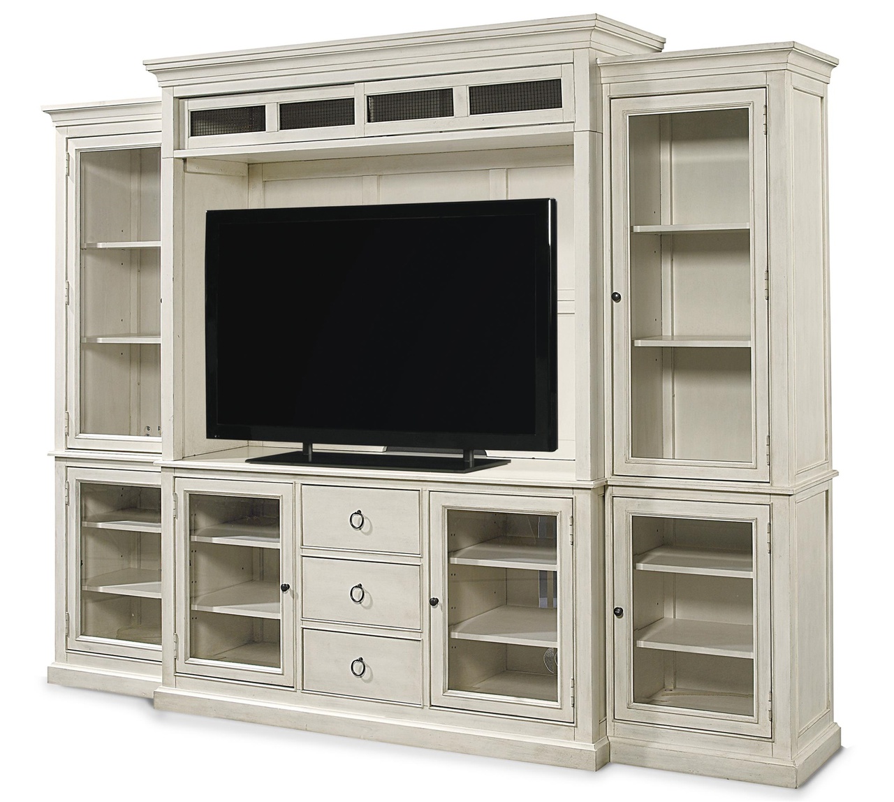 Country Chic Maple Wood White Tv Entertainment Wall Unit Zin Home