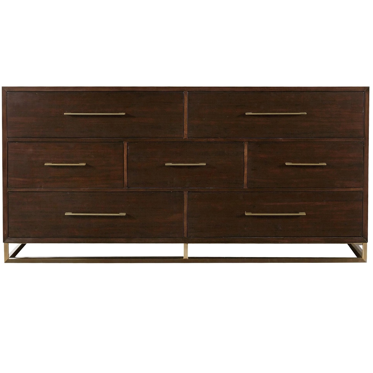 Gibson Modern Brushed Gold Mahogany 7 Drawer Dresser Zin Home