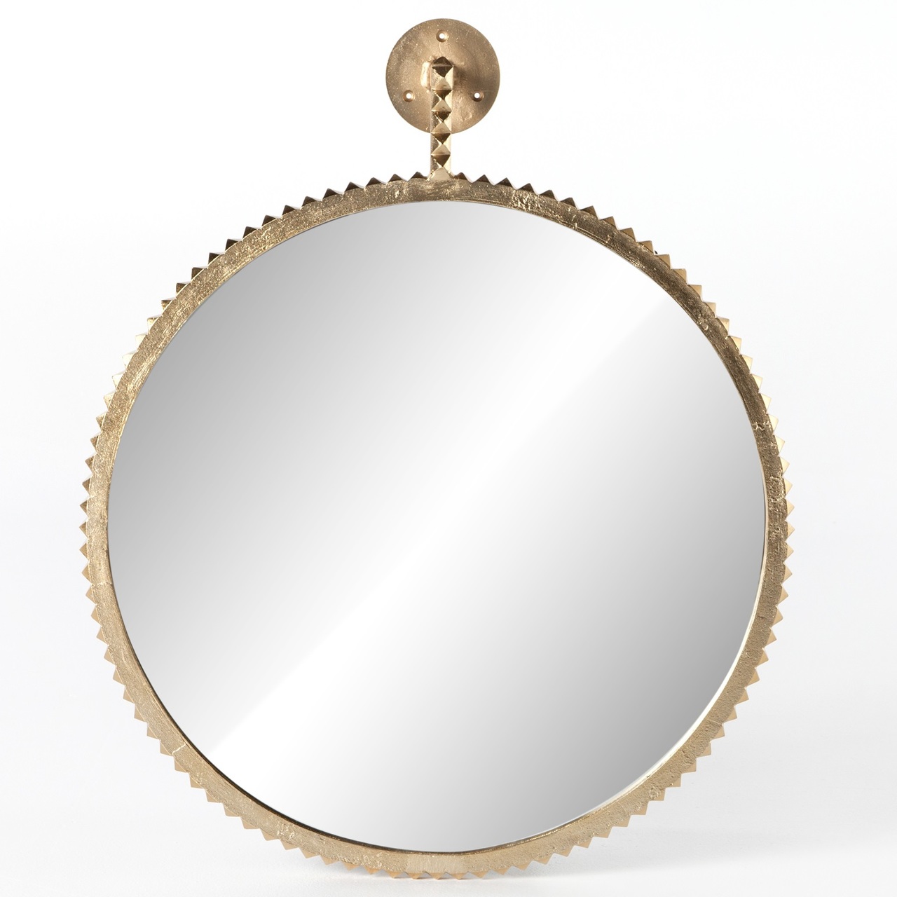 Cru Cast Aluminum Aged Gold Round Wall Mirror Zin Home
