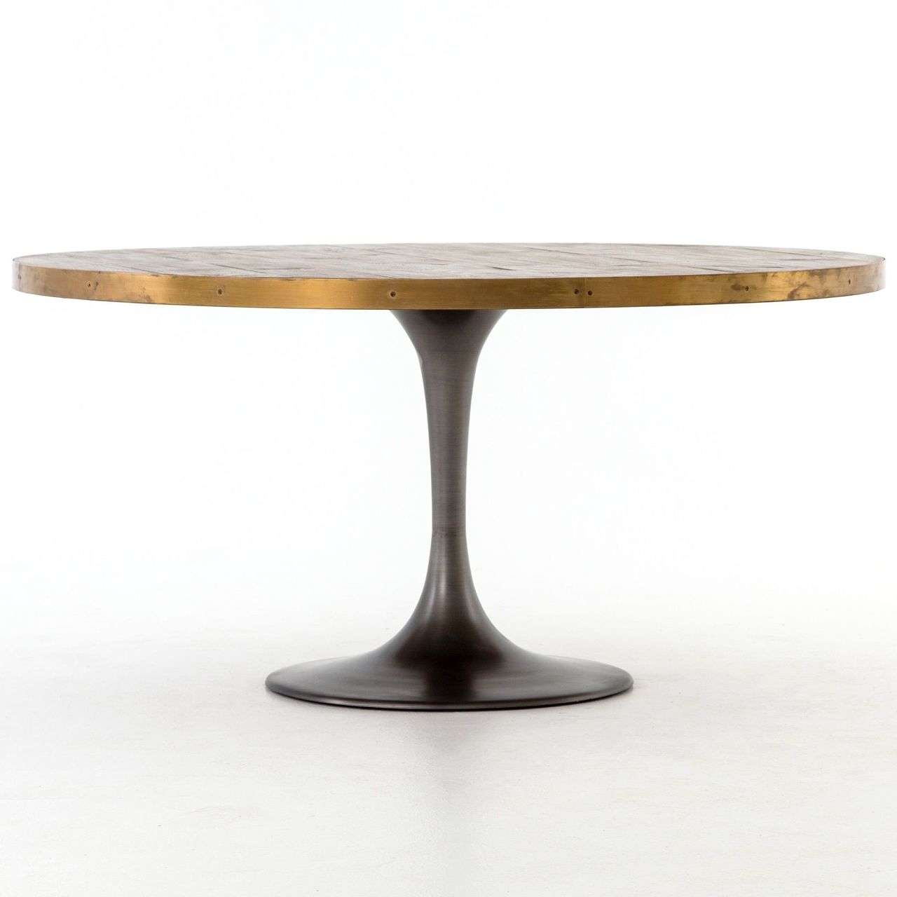 Evans Industrial Tulip Oak Wood Top Round Dining Table 60 Zin Home