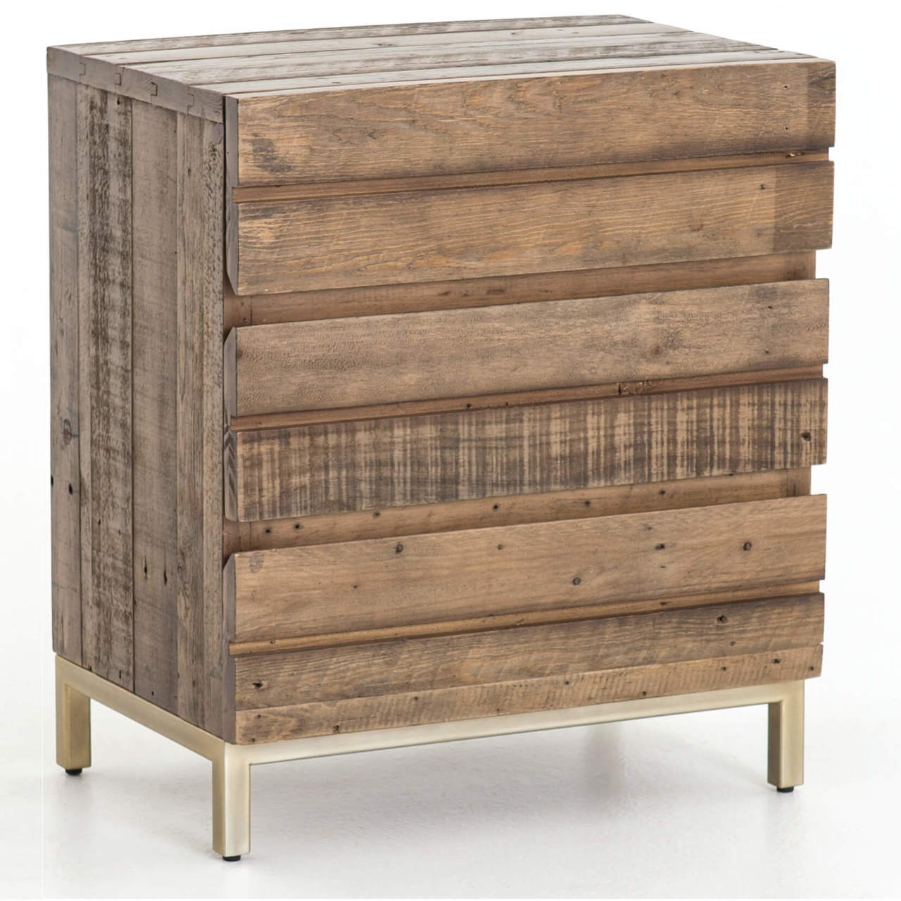 Tiller Brass Reclaimed Wood 3 Drawer Nightstand Zin Home