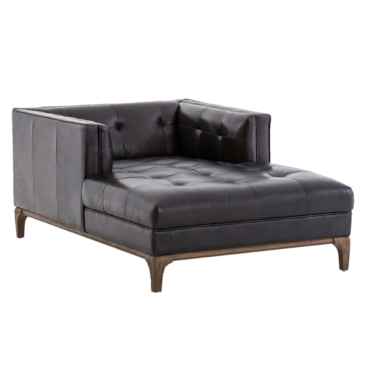 Dylan Mid Century Modern Black Leather Chaise Lounge Zin Home