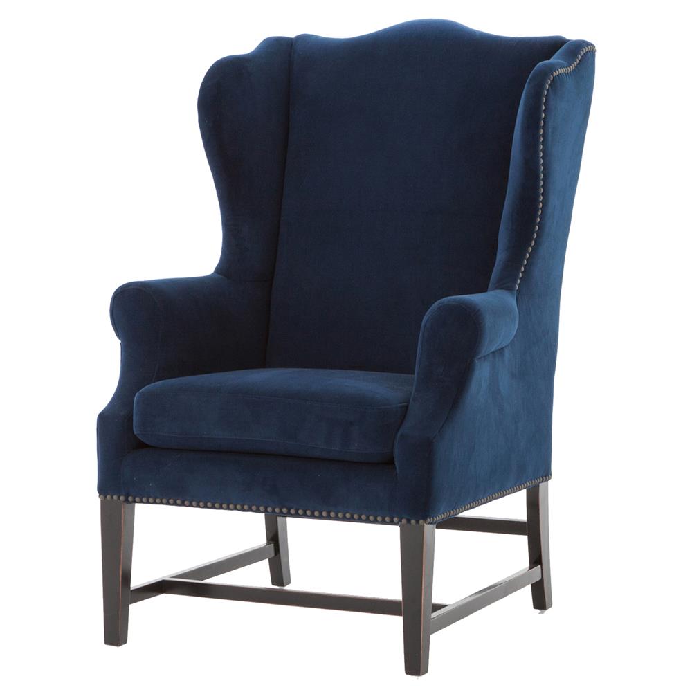 Chaucer Navy Blue Velvet Wing Chair Zin Home