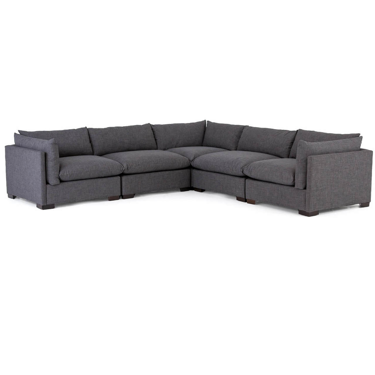 Westworld Modern Gray 5-Piece Corner Sectional Sofa 117
