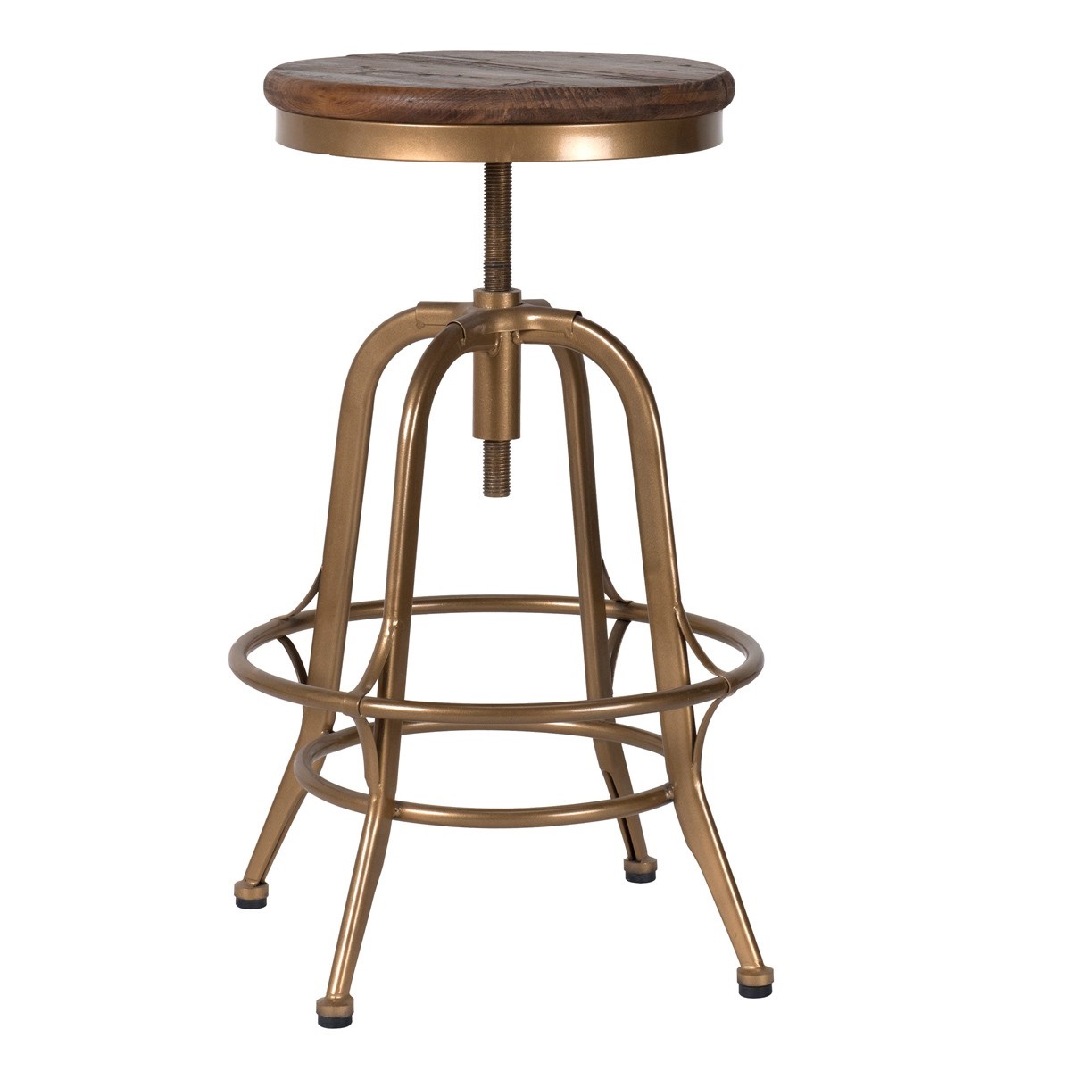 IRON × WOOD STOOL Iron Stool with Wooden Seat SIE-A4993 Shivam International