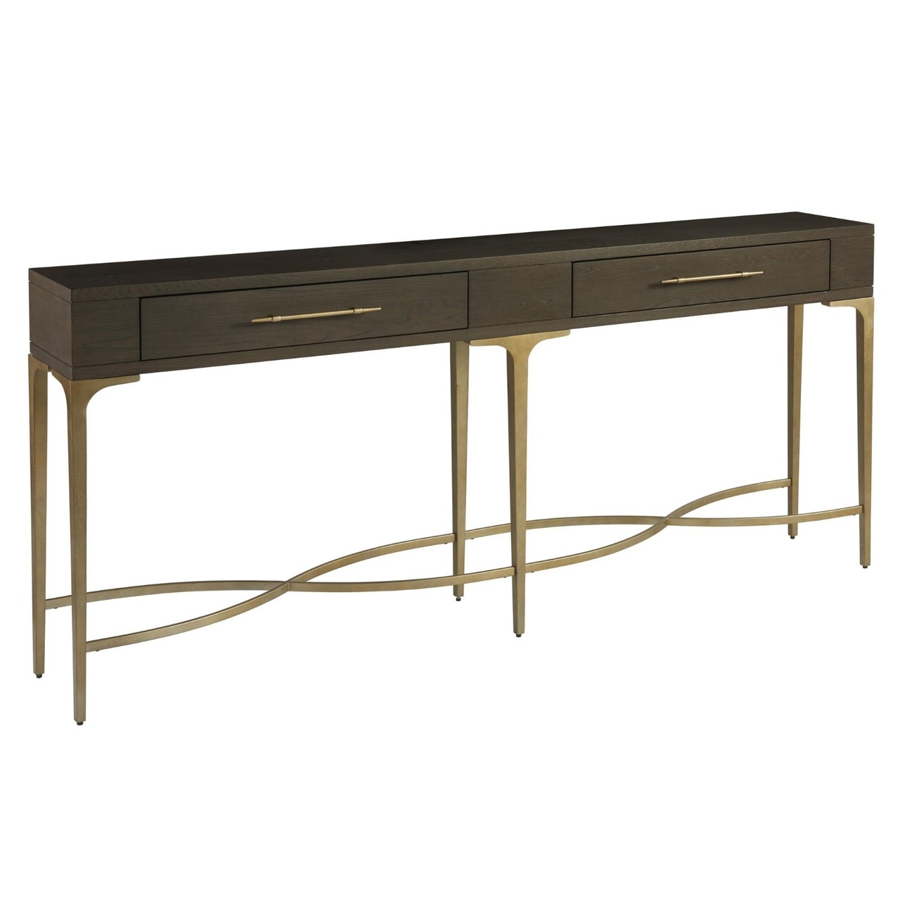 Soliloquy Antiqued Brass Leg 2 Drawer Hall Console Table 80 Zin