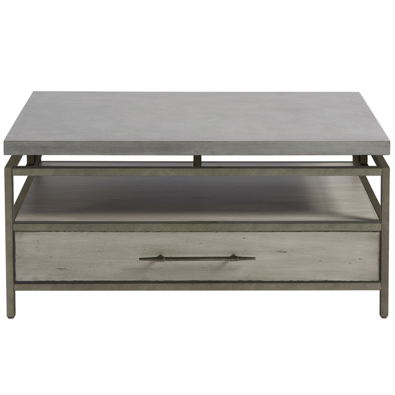 Garrison Concrete Top Bronze Base Storage Cocktail Table Zin Home