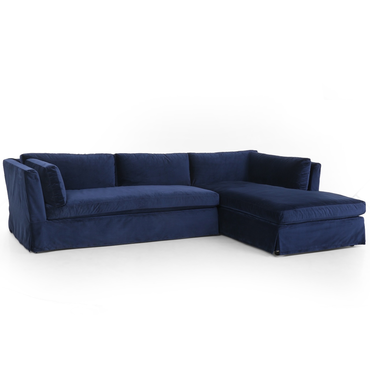 Garrison Coastal Navy Velvet Slipcovered Sectional Sofa 125 Zin Home