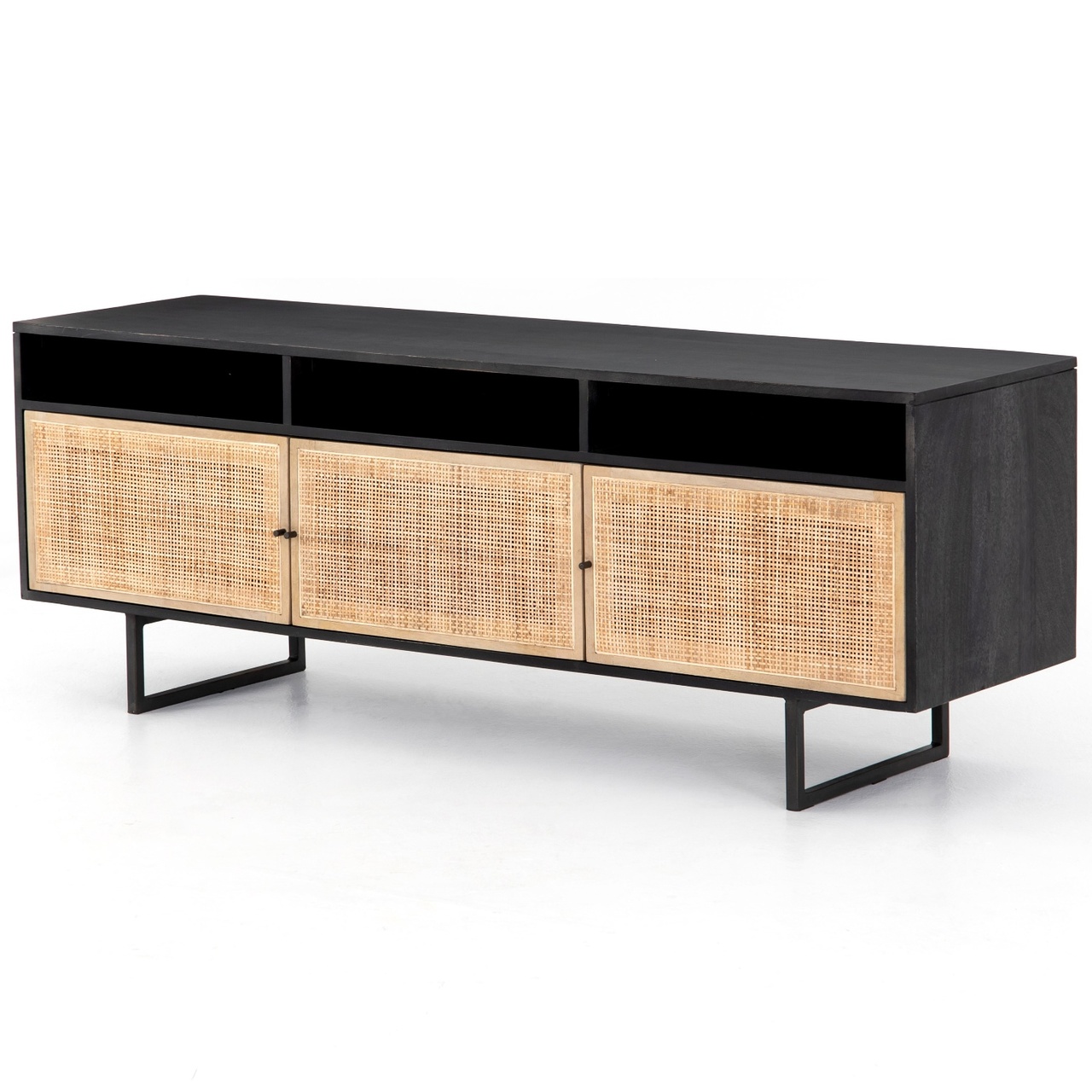 Audrey Woven Cane Media Console 65 Black Zin Home
