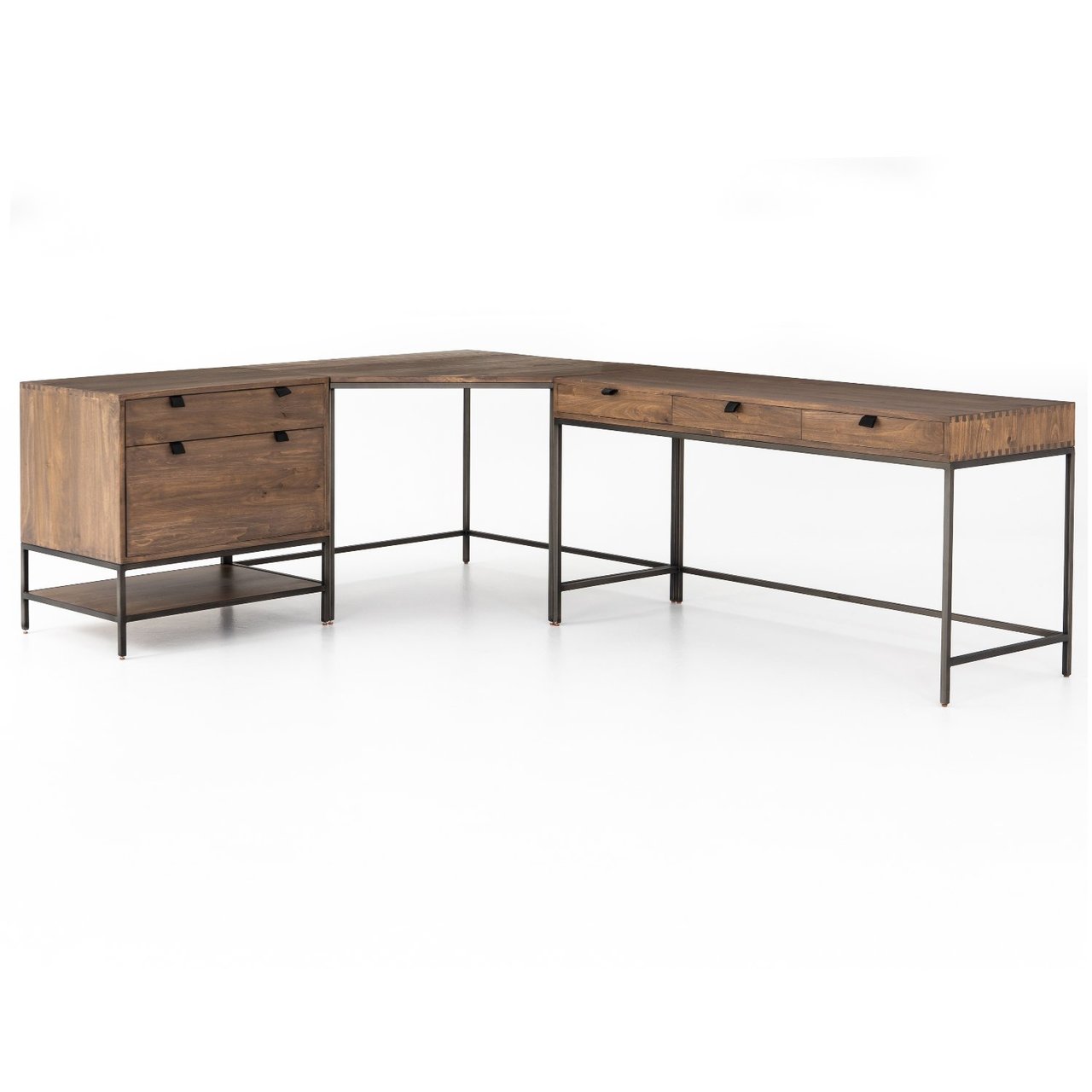 Fulton Industrial Modular Corner Desk With File Cabinet 101 Zin