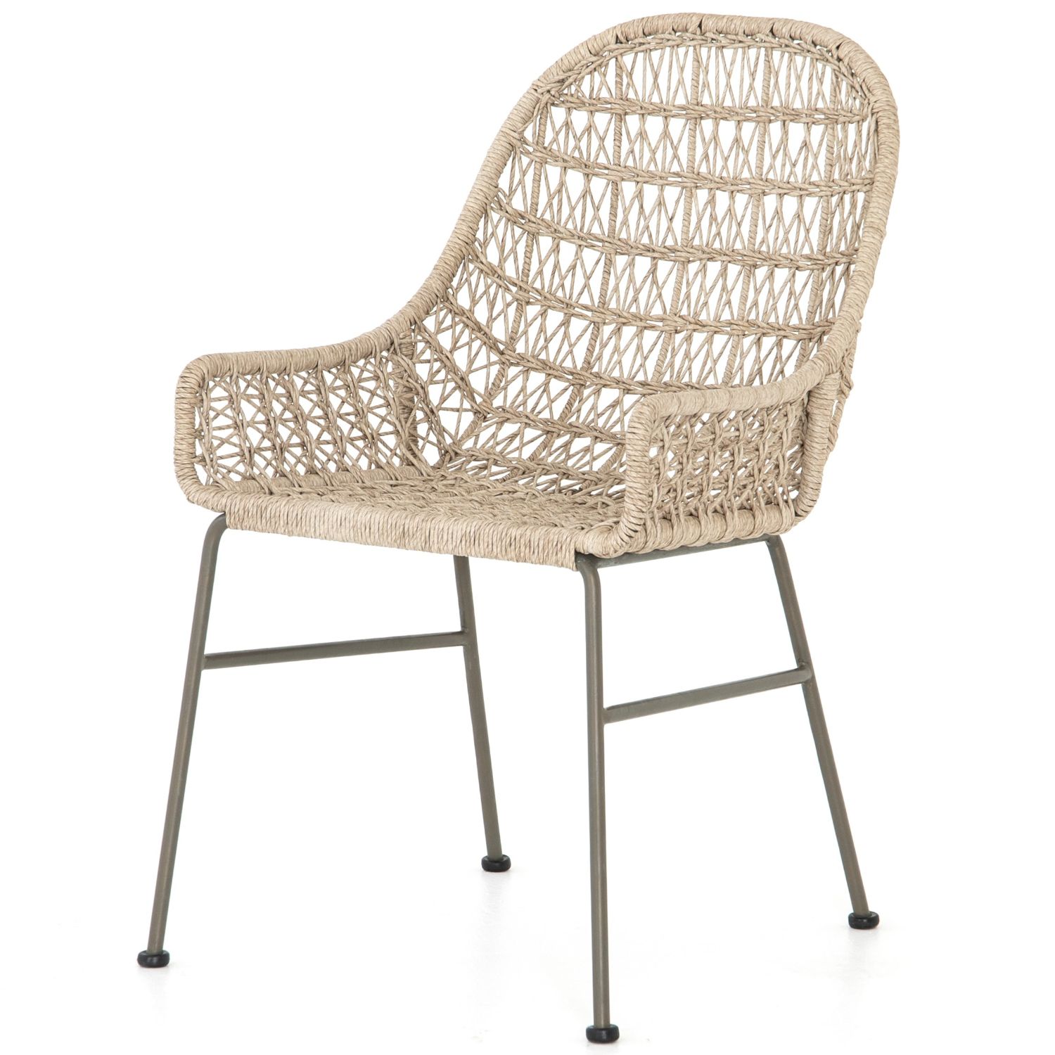 Bandera Vintage White Finish Outdoor Woven Dining Chairs