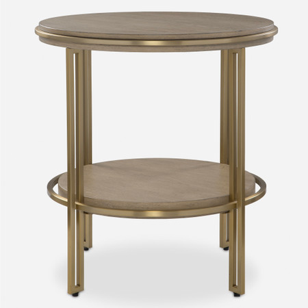 【新品】Magical Furniture Brass side shelf Uttermost Elise Round Brass Side Table | Zin Home