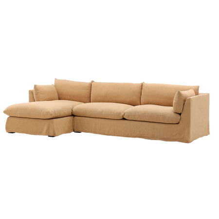 Lounge Wheat Linen Slipcovered 2-Piece Sectional Sofa 123