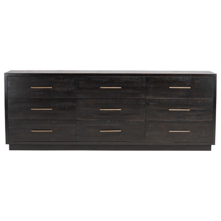 Modern Burnished Black 9 Drawer Large Wooden Dresser Zin Home