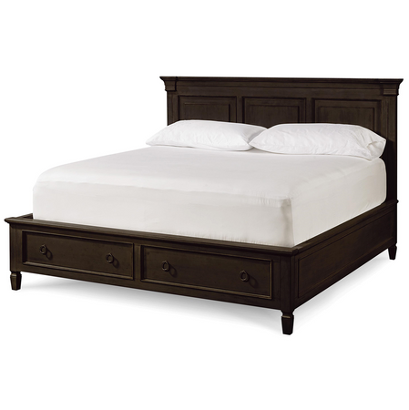 Country Chic Wood Queen Size Black Storage Bed Zin Home