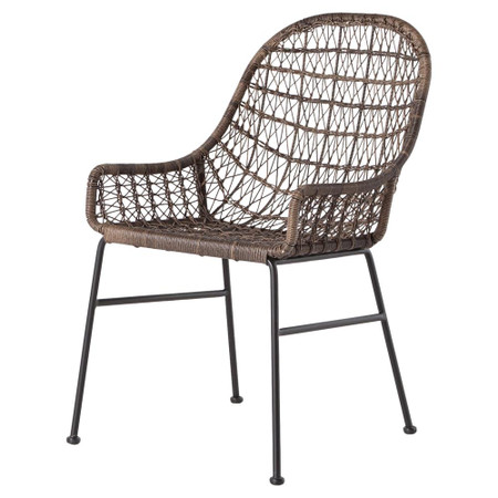 Bandera Woven Wicker Outdoor Low Arm Dining Chairs | Zin Home