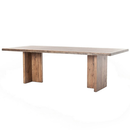 Cross Alder Wood Plank Top Trestle Dining Table 94