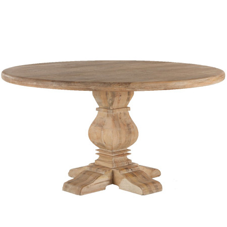 Farmhouse Round Dining Table 120cm Antique Oak- Size: 76H x 122W x 122D  (cm) - Furniture: DINING - Dining Table