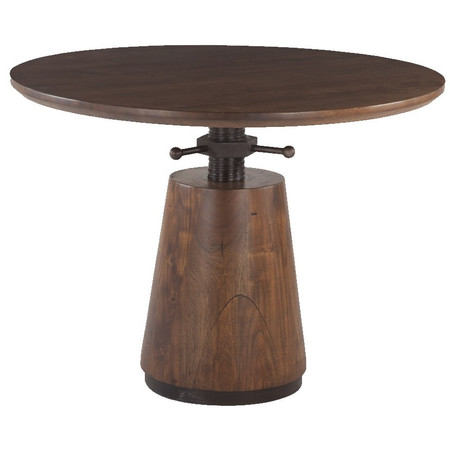 table adjustable round height dining revolve industrial pub modern wood