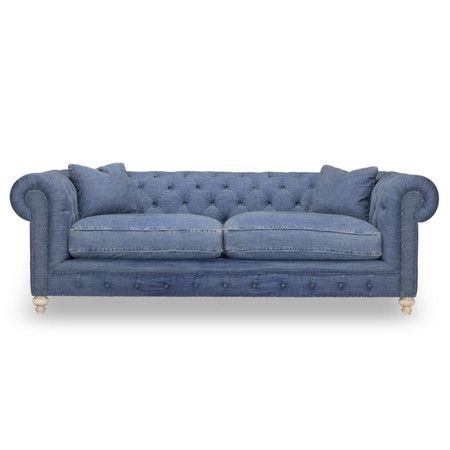 Chesterfield Sofa, 3 Seater, Denim Blue Bouclé Fabric, British Handmade -  Etsy