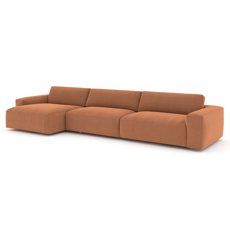 Fenton 2 Piece Montford Terracotta Fabric Sectional Facing Chaise Sofa 136