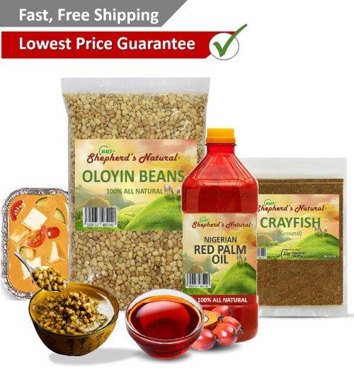 COMBO DEAL - SUPER SAVER - Oloyin Honey Beans 4lb + Crayfish Ground 4oz + Palm oil 2L by Shepherd's Natural