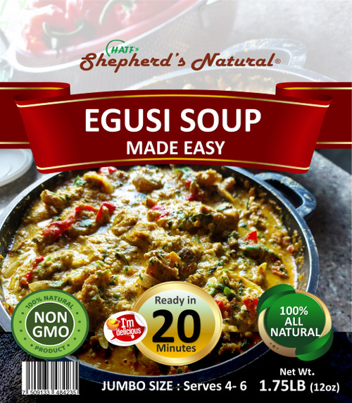 EGUSI SOUP MADE EASY, FULL 1.75LB KIT, JUMBO SIZE, Serves 4-6, Ready in 20mins
