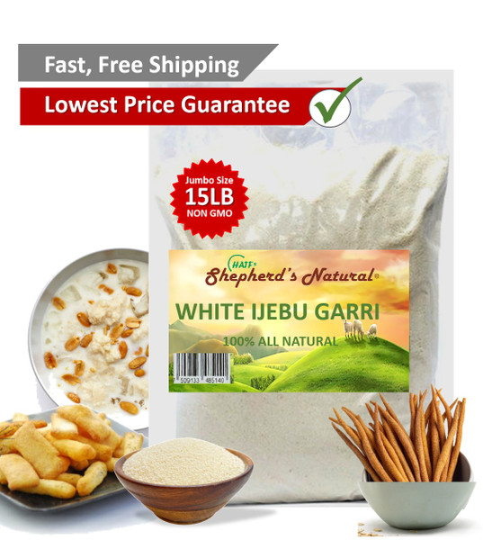 Nigerian Ijebu Garri by HATF's Shepherd's Natural 15 lbs. Sand-free (JUMBO SIZE)