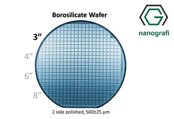 Boroslicate Wafer/Altaş,3 inç,2 Yüzeyi Parlatılmış,500 ± 25,