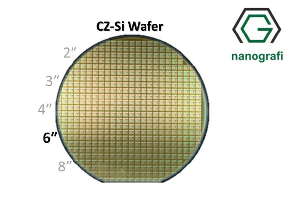 Prime CZ-Si Wafer/Altaş, 6″,(100), Bor Katkılı, 1-10 (ohm.cm),1 Yüzeyi Parlatılmış, 675 ± 15 um