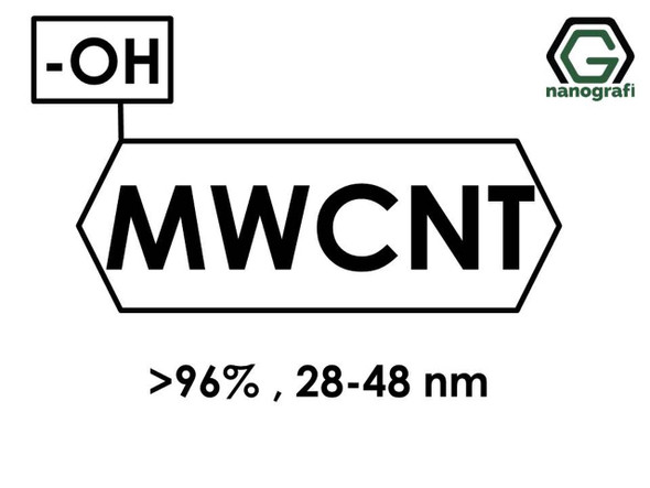 (-OH) Fonksiyonlaştırılmış Çok Duvarlı Karbon Nanotüp (Saflık > 96%, Dış Çap: 28-48nm)