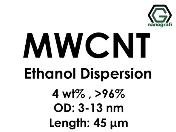 Çok Duvarlı Karbon Nanotüp Etanol Dispersiyon (4%ağ, >96+%, Dış Çap: 3-13 nm, Boy 45um)