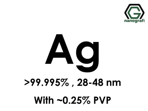 Ag(Gümüş) Nanopartikül, 99.995%, 28-48 nm, w/~0.25% PVP 