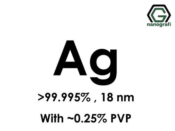 Ag (Gümüş) Nanopartikül, 99.995%, 18nm, w/~0.25% PVP